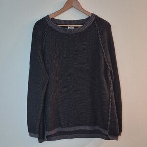 Planet By Lauren G Inside Out/reverse Sweater Black/Gray Raglan Sleeves OS